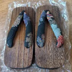 木製草履 21cm 花柄鼻緒