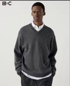 UNIQLO C リラックスVネックセーター グレー