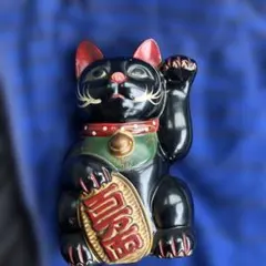 招き猫 置物 黒色　瀬戸焼　古色大正猫　超特大 招き猫 置物 黒色 瀬戸焼 古色大正猫 超特大 - メルカリ