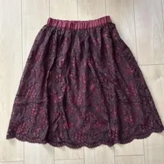 ノーブランド 総レースフレアスカート