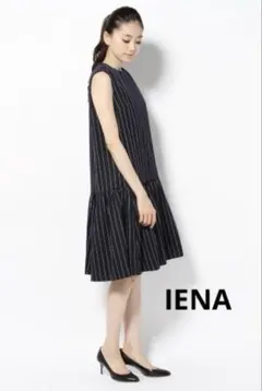 イエナ　IENA ノースリーブストライプひざ丈ワンピース