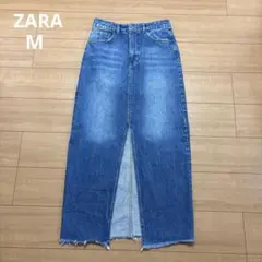 HIGH WAIST デニム　スカート　スリット　ブルー　ロング　M 9-11号