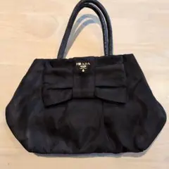 PRADA ハンドバッグ ナイロン リボン ブラックのサムネイル