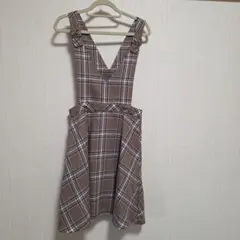 メゾピアノジュニア　チェック柄ジャンバースカート 150cm