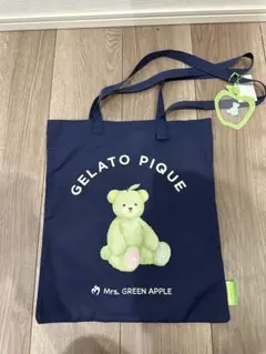 Mrs. GREEN APPLE ジェラピケ　ワンポイントトートバッグ　ネイビー