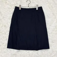 エヌラインプレシャス 台形スカート ストライプ(9) ネイビー シルク混 通勤のサムネイル