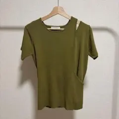 chocol raffine robe ニット 半袖 カーキ