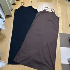 GUリブ編みキャミワンピース2色セット