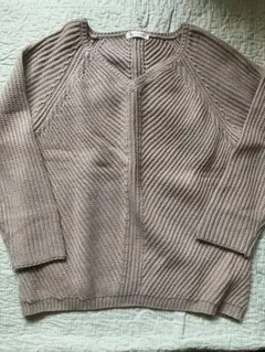 THE SHOP TK ベージュ Vネックニット長袖セーターショップTKワールド