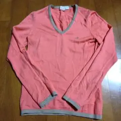 100%ウール　クロスプラス　AWAW ピンク Vネックセーター M