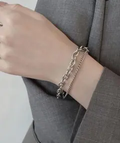 Blanc de Blue　２連チェーンマンテルブレスレット