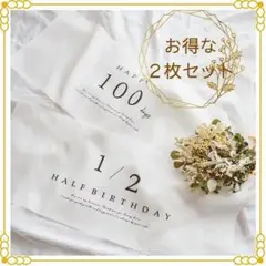 赤ちゃん用 100日記念バナーとハーフバースデーバナー　タペストリー　２枚セット