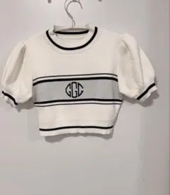 GRL パフスリーブモノグラムニットトップス