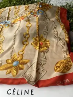 CELINE セリーヌ 大判 シルクスカーフ イタリア製 チェーン柄 - メルカリ