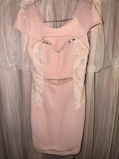 dazzy ピンクタイトドレス レースとパール装飾