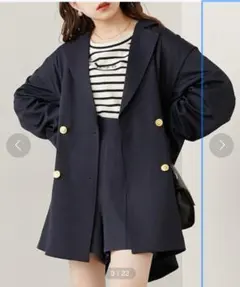 ネイビー ダブルブレスト テーラードジャケット