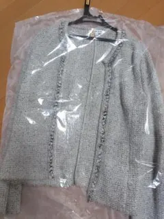 【ハナエモリ】ツイード ノーカラージャケット