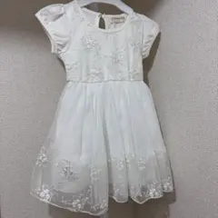 キッズ ドレス ホワイト 刺繍 チュール ワンピース フォーマル