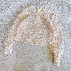美品Lily Brownリリーブラウン刺繍レースブラウス 花柄 リボン ベージュ