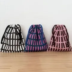 給食袋、巾着袋、コップ入れ２枚で1300円☆格子柄