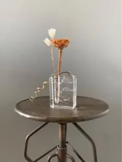 ドイツ アンティーク ビンテージ クリア 小瓶 花瓶 フラワーベース 四角 ②