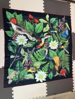 Jim Thompson 鳥と植物のスカーフ 大判