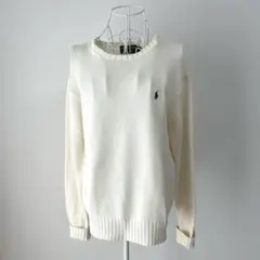 ラルフローレン　ポロスポーツ　コットン　クルーネック　ニット　アイボリー　白　L