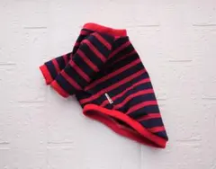 犬服ハンドメイド　ラグラントレーナー　ボーダー紺×赤