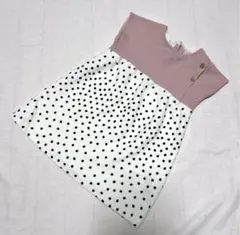 ZARAくすみピンク×ドット柄ワンピース 104cm ナチュラル
