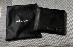 POLICE ポリス メンズ 二つ折り財布 レザー ブラックのサムネイル