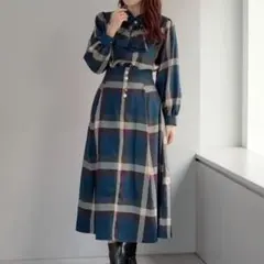 OLIVEdesOLIVE チェック　ボウタイ　ブラウス　スカート　セットアップ