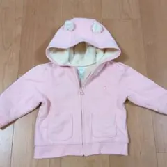 babyGap ピンク フード付き トレーナー くま耳　スエット地　12-18