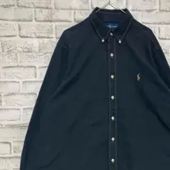 ラルフローレン長袖シャツ！ブラックL ロゴ刺繍 0226