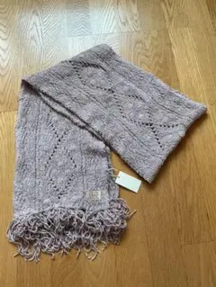 未使用 薄紫色 フリンジ付きマフラー