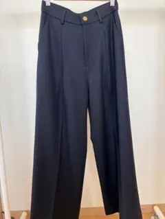 ユナイテッドアローズグリーンレーベルネイビー ワイドパンツ ウール混合36