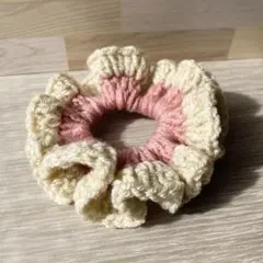 フリルシュシュ　ピンク×ベージュ