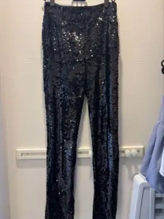 ZARA スパンコール　パンツ　レギンス　ブラック　S