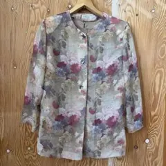 バンベール 花柄 シアー アンサンブル ジャケット ブラウス セット大きいサイズのサムネイル