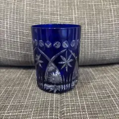KAGAMI CRYSTAL カガミクリスタル ローズボール 花瓶 ブルー 切子