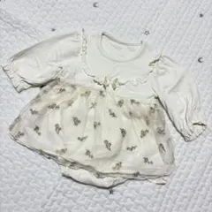 花柄刺繍チュールロンパース 80 ホワイト バースデイ ベビー服 女の子