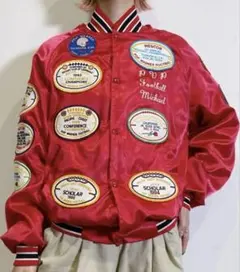 最終値下げ！ vintage サテン ジャケット ワッペン ブルゾン 古着