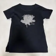 クリスチャンディオール＊ブラック 半袖 Tシャツ バラプリント