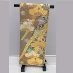 Y★3232★ 振袖用 袋帯 正絹 全通 豪華 ゴールド 結婚式 成人式