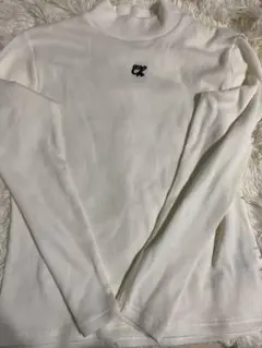 リブ編みハイネック長袖 L ホワイト