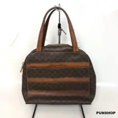 CELINE セリーヌ マカダム柄 レザー ボーダー ブラウン ハンドバッグ