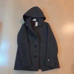 Orcival フード付きグレーウールコート