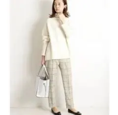 IENA/イエナ/ウールチェック テーパードパンツ/34サイズ/ベージュ系