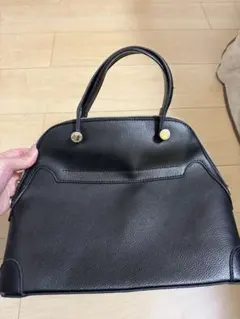 オペークドットクリップ ブラックレザー風ハンドバッグ フォーマル