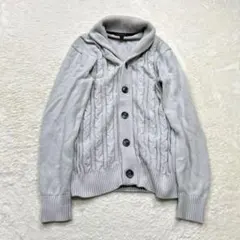 バナナリパブリック 長袖カーディガン 無地 カジュアル 紳士 編み込み 綿100