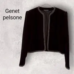 ジュネペルソネ ベロアジャケット ノーカラージャケット ブラック レトロ 羽織